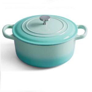 myyingbin cast iron pot with non-stick enamel coating soup casserole stew pot with handle easy clean, blue, 4l