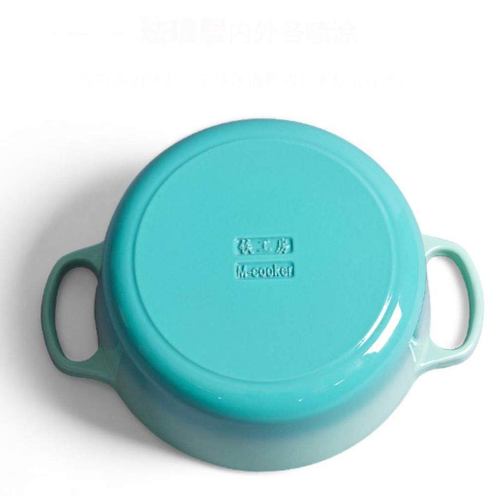 MYYINGBIN Cast Iron Pot with Non-Stick Enamel Coating Soup Casserole Stew Pot with Handle Easy Clean, Blue, 4L