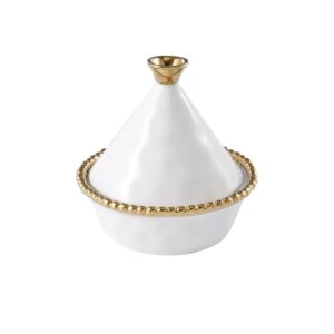 Pampa Bay Golden Salerno Titanium-Plated Porcelain Small Tagine, 5 x 5in