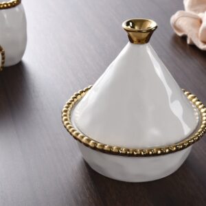 Pampa Bay Golden Salerno Titanium-Plated Porcelain Small Tagine, 5 x 5in