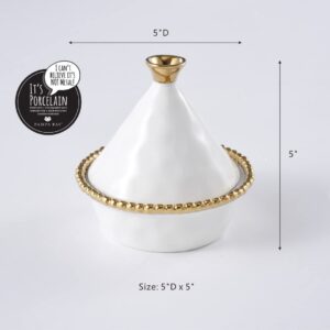 Pampa Bay Golden Salerno Titanium-Plated Porcelain Small Tagine, 5 x 5in