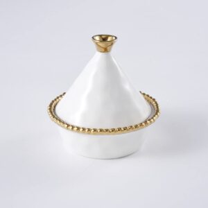 Pampa Bay Golden Salerno Titanium-Plated Porcelain Small Tagine, 5 x 5in