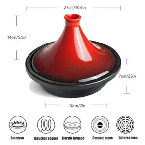 YLWX Moroccan Enameled Tagine Pot, Cast Iron Tajine Cooking Pot, Handmade Crock Pot, Induction Braiser Pot, Saucepan (Color : Purple)