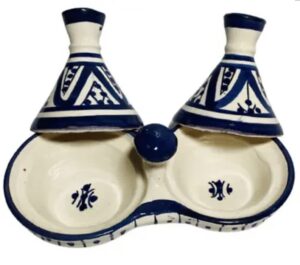 gge "melh blue" tagine multi-purpose salt & pepper small moroccan tajine