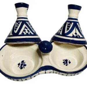 GGE "MELH BLUE" TAGINE Multi-Purpose SALT & PEPPER SMALL Moroccan Tajine