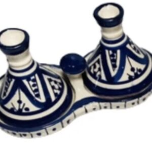 GGE "MELH BLUE" TAGINE Multi-Purpose SALT & PEPPER SMALL Moroccan Tajine