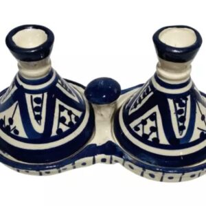 GGE "MELH BLUE" TAGINE Multi-Purpose SALT & PEPPER SMALL Moroccan Tajine