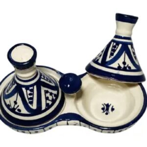 GGE "MELH BLUE" TAGINE Multi-Purpose SALT & PEPPER SMALL Moroccan Tajine