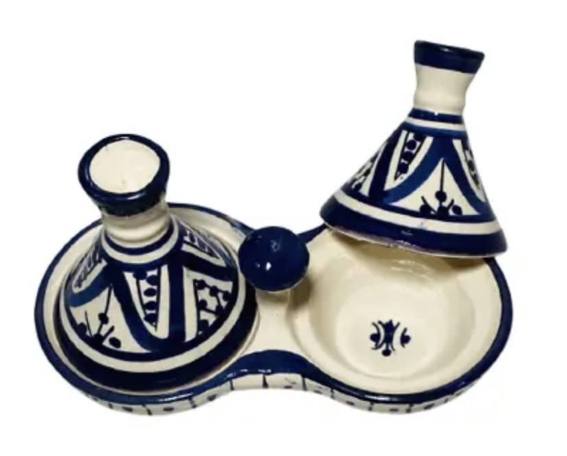 GGE "MELH BLUE" TAGINE Multi-Purpose SALT & PEPPER SMALL Moroccan Tajine