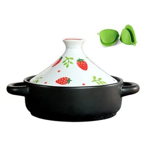 ylwx tajine cooking pot, moroccan tagine pot, clay stock pot, traditional handmade terracotta slow cooker, casserole pot (color : d)