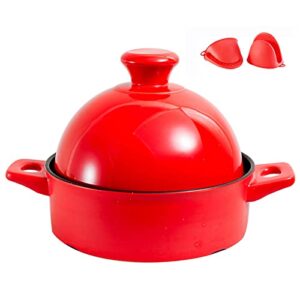 ylwx tagine cooking pot claypot, tajine crock pot moroccan, handcraft traditional slow cooker ceramic 1.3ml (color : red)