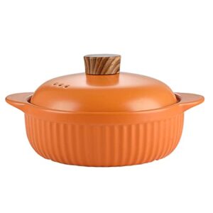 2.4l tagine pot, moroccan ceramics tajine pot hand made cooking cookware with cast iron base and cone-shaped lid for stew casserole slow cooker, orange