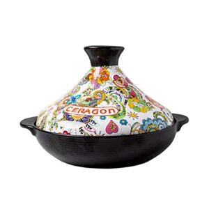 2l tagine pot, hand made and hand painted moroccan ceramic pots, tajine with ceramic cone-shaped closed lid for cooking and stew casserole slow cooker