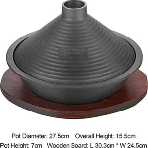 28cm Tagine Pot, Hand Made Moroccan Tajine Pot with Cone-Shaped Closed Lid Ceramic Pot Cooking Cookware for Stew Casserole Slow Cooker, Black (Large)