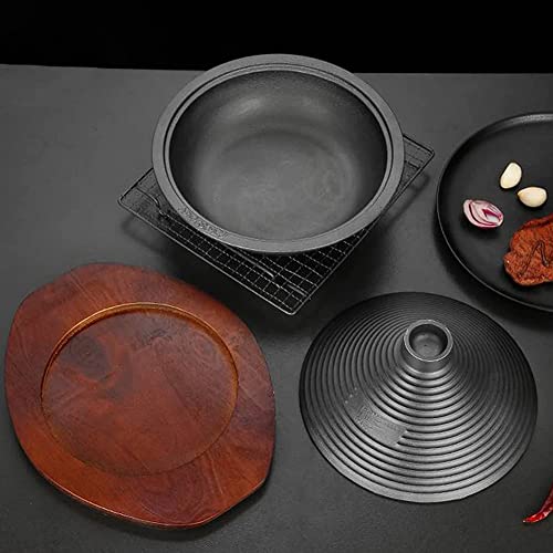 28cm Tagine Pot, Hand Made Moroccan Tajine Pot with Cone-Shaped Closed Lid Ceramic Pot Cooking Cookware for Stew Casserole Slow Cooker, Black (Large)