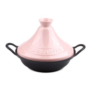 moroccan tagine pot, 27cm handmade ceramic tajine pot cookware with lid and dual handle for cooking and stew casserole slow cooker (pink)