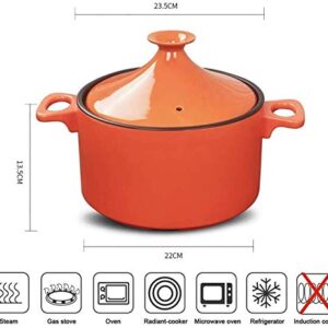 Clay Pot Ceramic Stew Pot Casserole Pot Sauce Side Dish,Moroccan Tagine Cooking Pot,Steamer Bra Braise Pan,Handmade Ceramic Casserole,4L Tagine Ceramic Pot,Healthy Clay Pot for Braising Slow Cooking