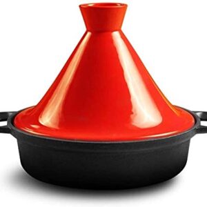 Clay Pot Ceramic Stew Pot Casserole Pot Moroccan Tagine,3L Cast Iron Pot,Bright Color Micro Pressure Cooker,Ceramic Pot Lid,Health Cookware (Color : Red)