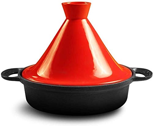 Clay Pot Ceramic Stew Pot Casserole Pot Moroccan Tagine,3L Cast Iron Pot,Bright Color Micro Pressure Cooker,Ceramic Pot Lid,Health Cookware (Color : Red)