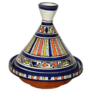 Serving Tagine Handmade Ceramic Tajine Dish 8 inches Multicolored Strip