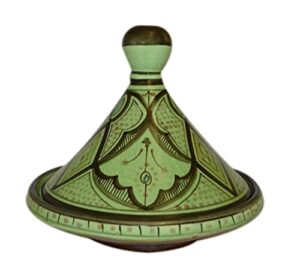 moroccan handmade serving tagine exquisite ceramic with vivid colors original 8 inches across green