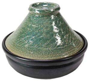 tajin pot, shabu-shabu oribe no. 4 tagine pot, 5.3 x 4.1 inches (13.5 x 10.5 cm), body 1.9 inches (4.7 cm), direct fire, handmade, restaurant, ryokan, japanese tableware, restaurant, commercial use