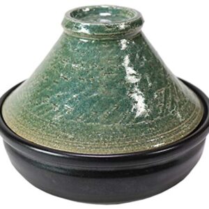 Tajin Pot, Shabu-Shabu Oribe No. 4 Tagine Pot, 5.3 x 4.1 inches (13.5 x 10.5 cm), Body 1.9 inches (4.7 cm), Direct Fire, Handmade, Restaurant, Ryokan, Japanese Tableware, Restaurant, Commercial Use