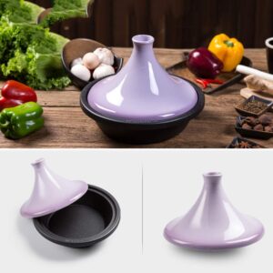 Casserole Dish with Lid Soup Pot 10.6" Cast Iron Tagine Pot, Large Cooking Tagine, Tajine with Enameled Cast Iron Base and Cone-Shaped Lid with Anti-Hot Silicone Gloves (Color : #2)