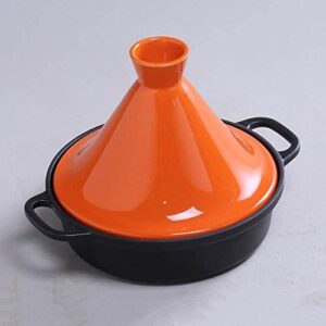casserole dish with lid soup pot 7.9in cast iron tagine, enameled cast iron tangine with ceramic lid for different cooking styles tagine pot casserole pot for home kitchen (color : orange)