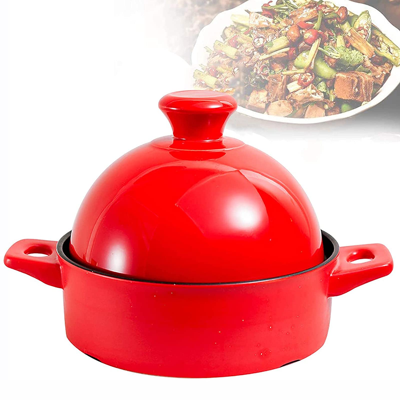 21cm Moroccan Tagine, Ceramic Lead-Free Heat-Resistant Conical Cover Stewpot, for Different Cooking Styles - for 2-3 People