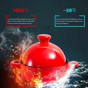 21cm Moroccan Tagine, Ceramic Lead-Free Heat-Resistant Conical Cover Stewpot, for Different Cooking Styles - for 2-3 People