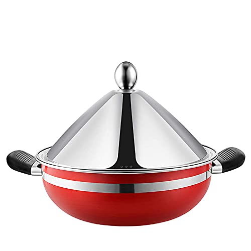 Moroccan Tagine Pot, Stainless Steel Soup Pot Lid, with Heat Insulation and Anti-Scalding Handle, for Gas Induction Cooker