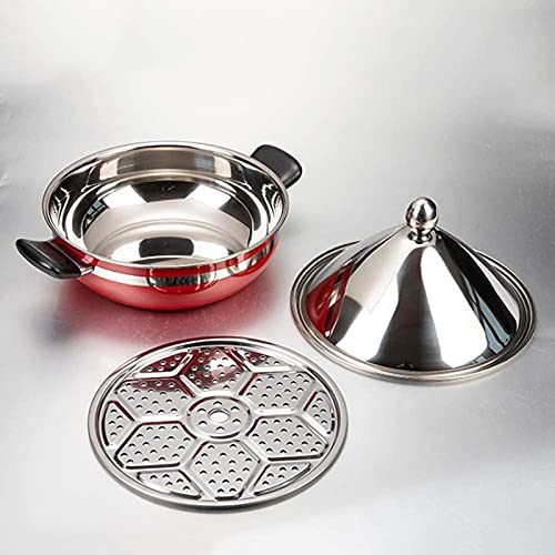 Moroccan Tagine Pot, Stainless Steel Soup Pot Lid, with Heat Insulation and Anti-Scalding Handle, for Gas Induction Cooker