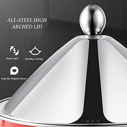 Moroccan Tagine Pot, Stainless Steel Soup Pot Lid, with Heat Insulation and Anti-Scalding Handle, for Gas Induction Cooker