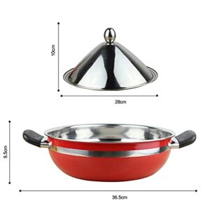 Moroccan Tagine Pot, Stainless Steel Soup Pot Lid, with Heat Insulation and Anti-Scalding Handle, for Gas Induction Cooker