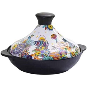 aizyr nonstick ceramic tagine cooking pot with lid, moroccan braiser tajine pot multifunctional cookware for stew soup,1.6l