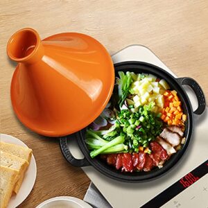 3L Ceramic Tagine Pot for 3-5 People - Moroccan Nonstick Cooking Pot Kitchen Cooker with Lid for Cooking Healthy Food,Green