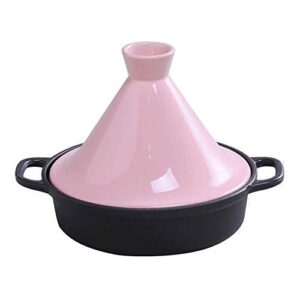 jinxiu casserole enameled cast iron 20cm tagine pot, tajine with cone-shaped lid for different cooking styles quick & easy cooking for home kitchen (color : pink)