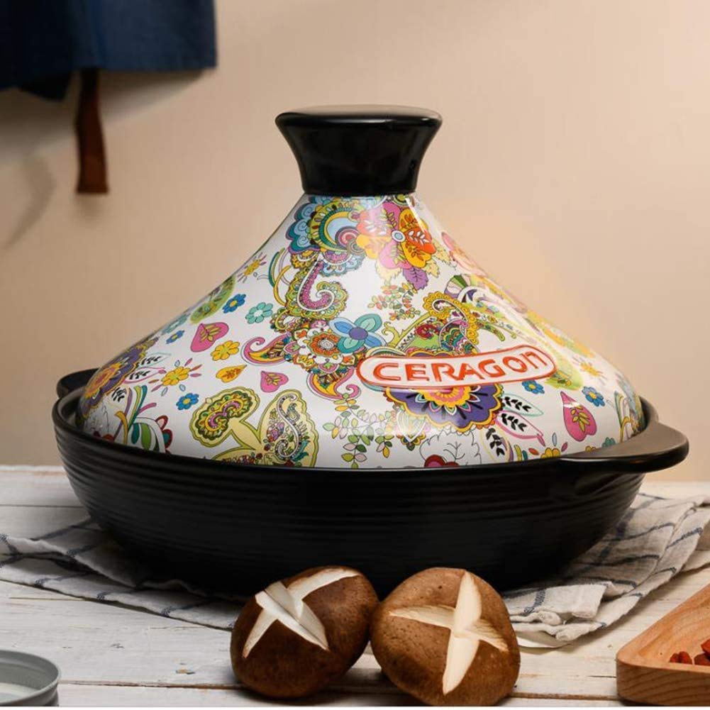 Picnic Bag Ceramic tagine, Multifunction Casserole, Hand Painted Clay Cooker, 2L 2020