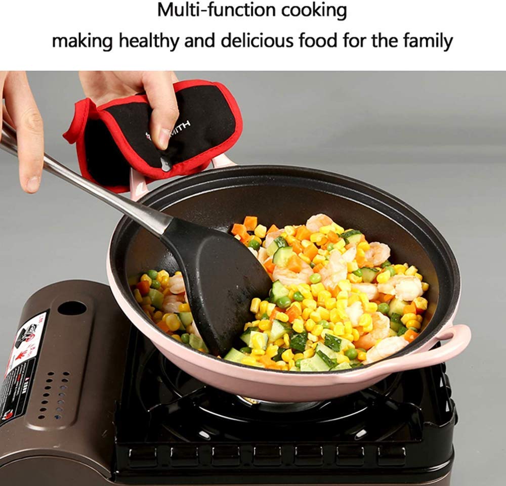 chaozhi Cast Iron Pot Moroccan with Named cast Iron Base and Silicone Gloves for Different Cooking Styles Non-Stick Pot-Red