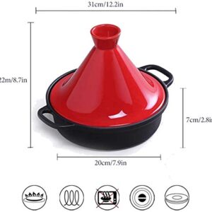 Casserole Dish with Lid Soup Pot Cast Iron Tagine Pot 20Cm, Tajine Cooking Pot with Enameled Cast Iron Base and Cone-Shaped Lid Lead Free Stew Casserole Slow Cooker,Yellow