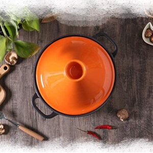 Casserole Dish with Lid Soup Pot Cast Iron Tagine Pot 20Cm, Tajine Cooking Pot with Enameled Cast Iron Base and Cone-Shaped Lid Lead Free Stew Casserole Slow Cooker,Yellow