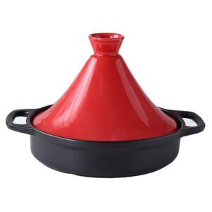 casserole dish with lid soup pot ceramic tagine pot, tajine cooking pot ceramic pots for cooking and stew casserole slow cooker with 2 handle and lid for home kitchen,red