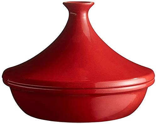 Casserole Dish with Lid Soup Pot Tagine Cooking Pot with Lid, Medium Simple Cooking Tagine Lead Free for Cooking and Stew Casserole Slow Cooker Home Cookware Pot,Red (Color : Red)