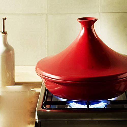 Casserole Dish with Lid Soup Pot Tagine Cooking Pot with Lid, Medium Simple Cooking Tagine Lead Free for Cooking and Stew Casserole Slow Cooker Home Cookware Pot,Red (Color : Red)