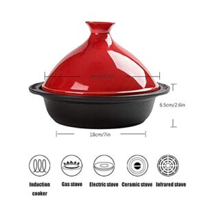 Casserole Dish with Lid Soup Pot 24Cm Lead Free Cooking Tagine, Tagine Pot Ceramic Casserole Suitable for Different Cooking Styles Compatible with All Stoves(1.5L) (Color : Red)