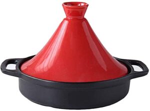 casserole dish with lid soup pot 21cm tagine pot for cooking, ceramic tagine pot, tajine cooking pot ceramic pots for cooking stew casserole slow cooker for home kitchen,red