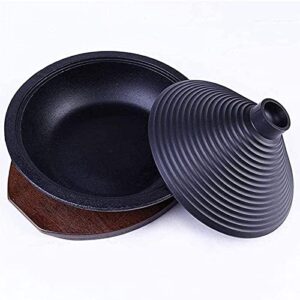 28 cm moroccan tagine pot, enameled cast iron non-stick base, with cone-shaped lid and tray, for different cooking styles