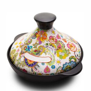 22cm moroccan tagine pot, not-stick ceramic casserole with lid, no oily smoke cast iron soup pot, for cooking and stew