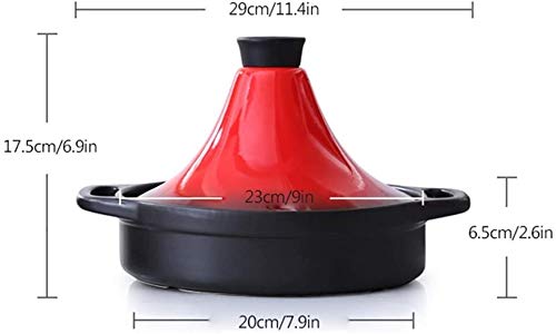 JINXIU Casserole Lead Free Cooking Tagine, Home Cookware Pot Hand Made and Hand Painted Tagine Pot Ceramic Pots for Different Cooking Styles (Color : Red)